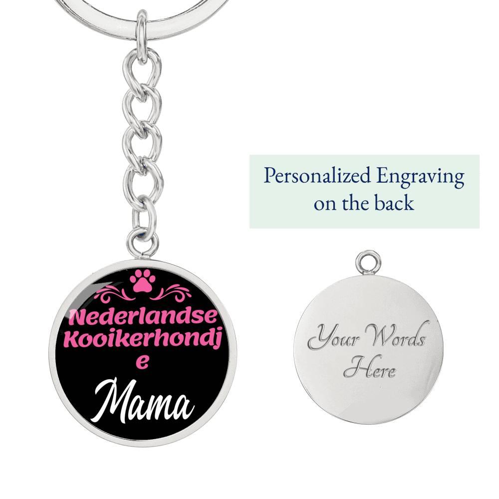 Dog Mom Keyring Nederlandse Kooikerhondje Mama Circle Keychain Stainless Steel or 18k Gold-Express Your Love Gifts