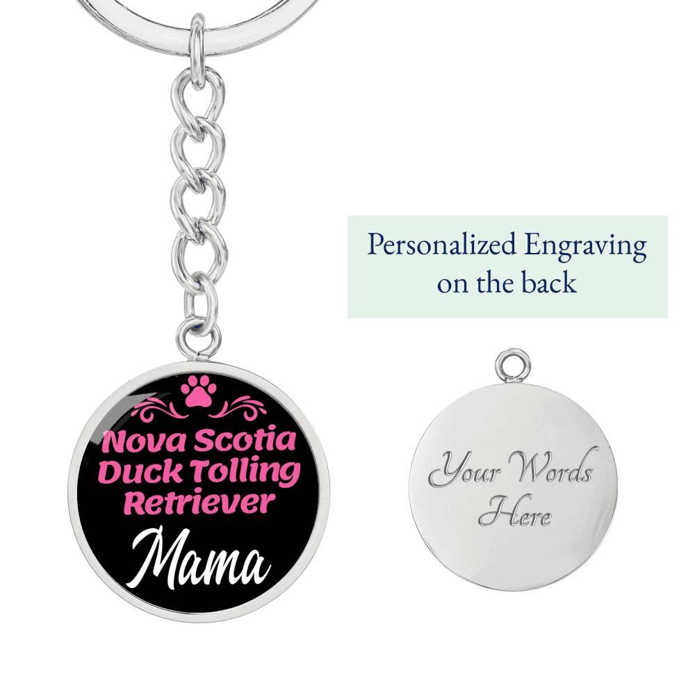 Dog Mom Keyring Nova Scotia Duck Tolling Retriever Mama Circle Keychain Stainless Steel or 18k Gold-Express Your Love Gifts