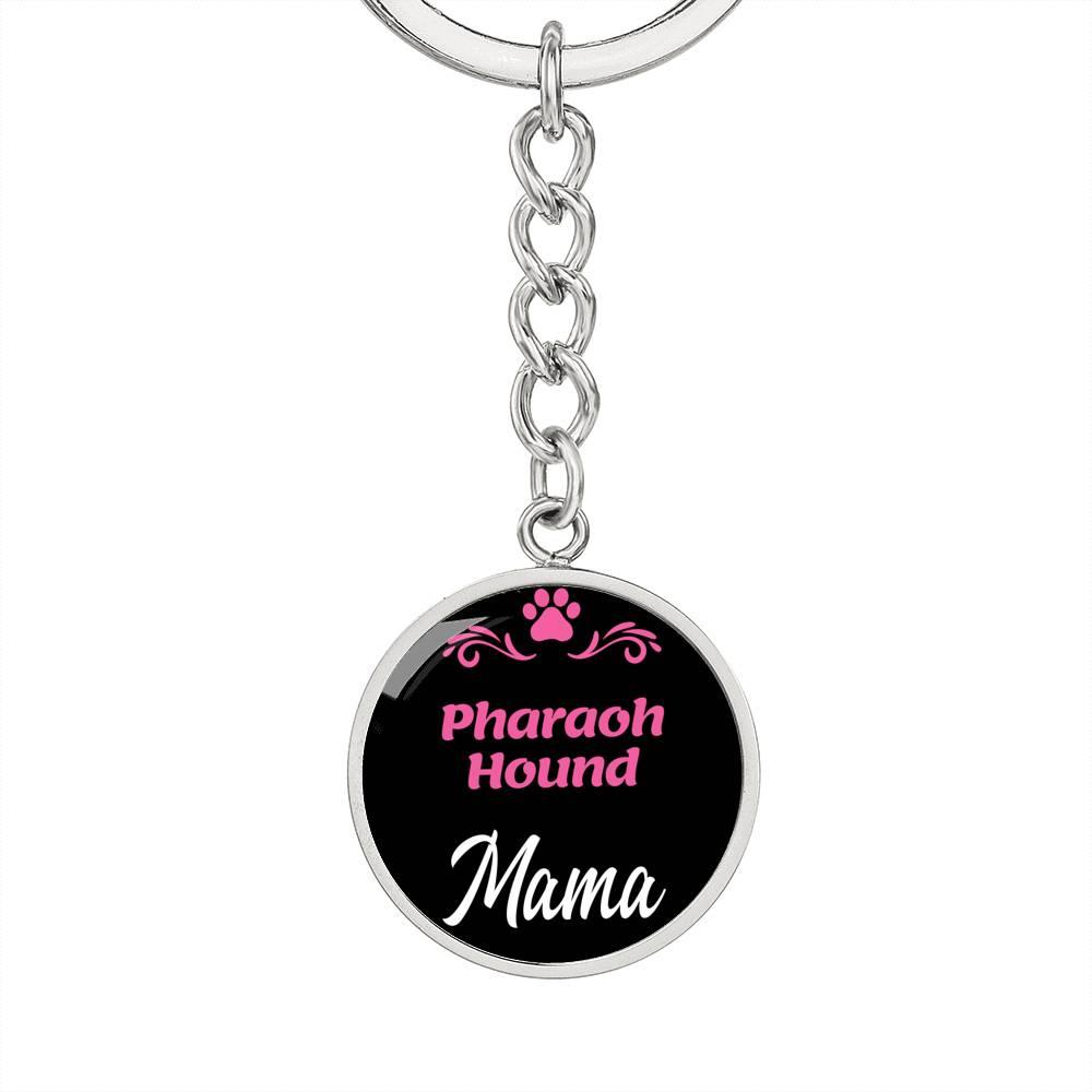 Dog Mom Keyring Pharaoh Hound Mama Circle Keychain Stainless Steel or 18k Gold-Express Your Love Gifts