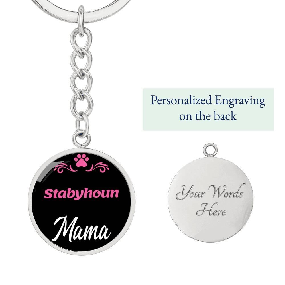 Dog Mom Keyring Stabyhoun Mama Circle Keychain Stainless Steel or 18k Gold-Express Your Love Gifts