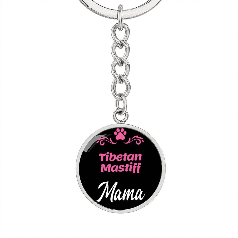 Dog Mom Keyring Tibetan Mastiff Mama Circle Keychain Stainless Steel or 18k Gold-Express Your Love Gifts