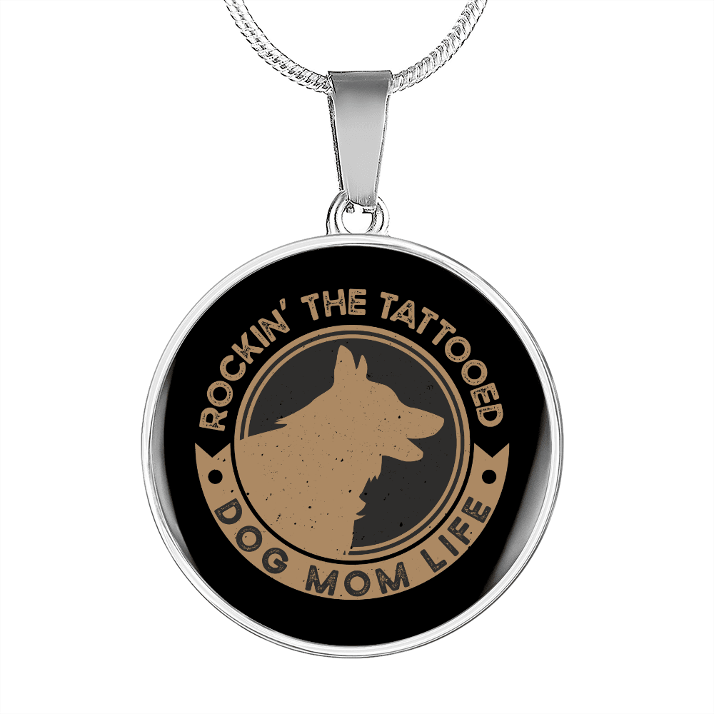 DOG MOM LIFE Circle Necklace Stainless Steel or 18k Gold 18-22"-Express Your Love Gifts