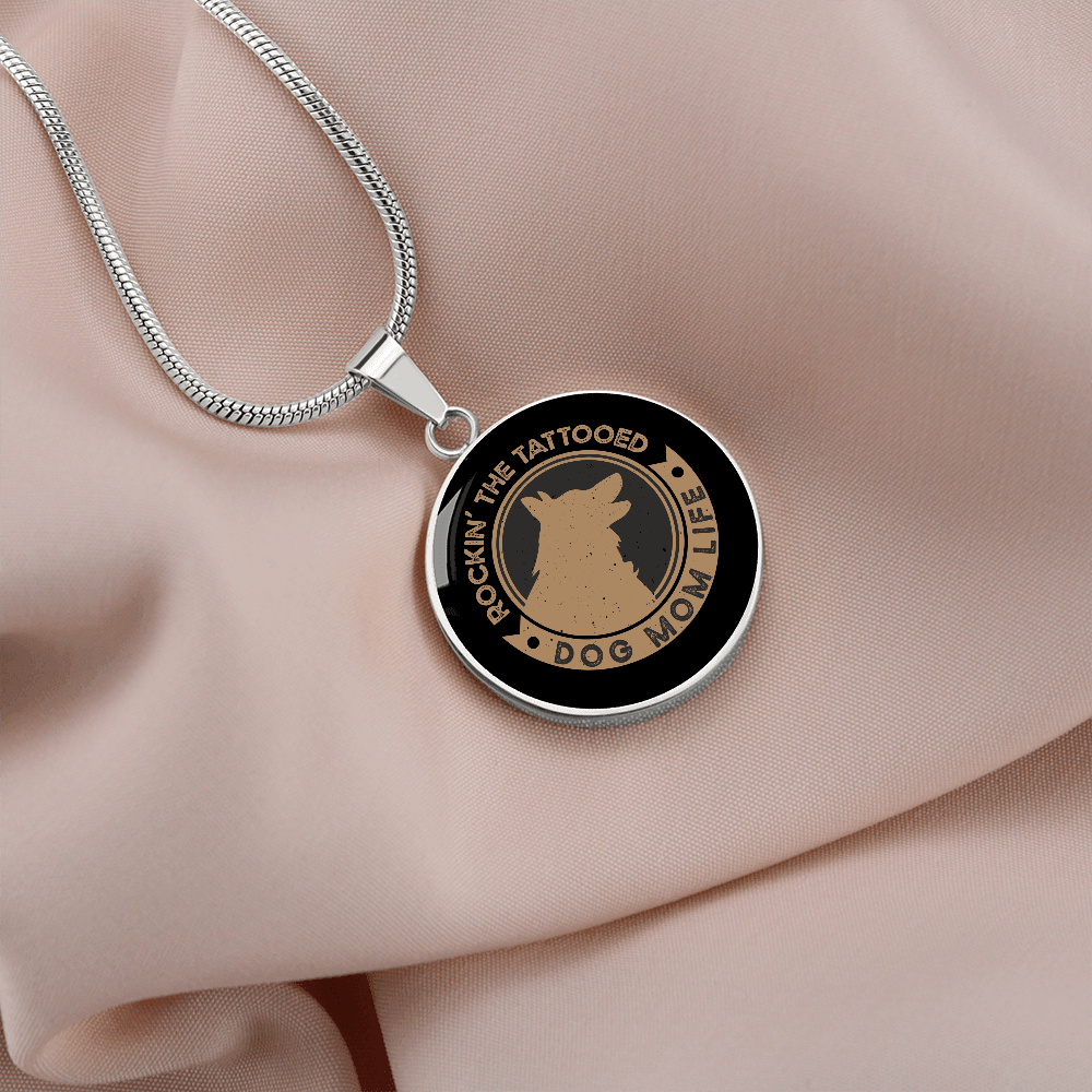 DOG MOM LIFE Circle Necklace Stainless Steel or 18k Gold 18-22"-Express Your Love Gifts