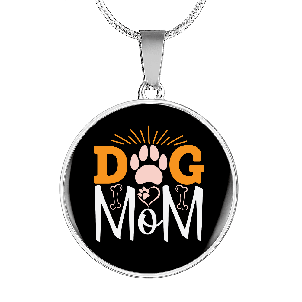 Dog Mom Paw Circle Necklace Stainless Steel or 18k Gold 18-22"-Express Your Love Gifts