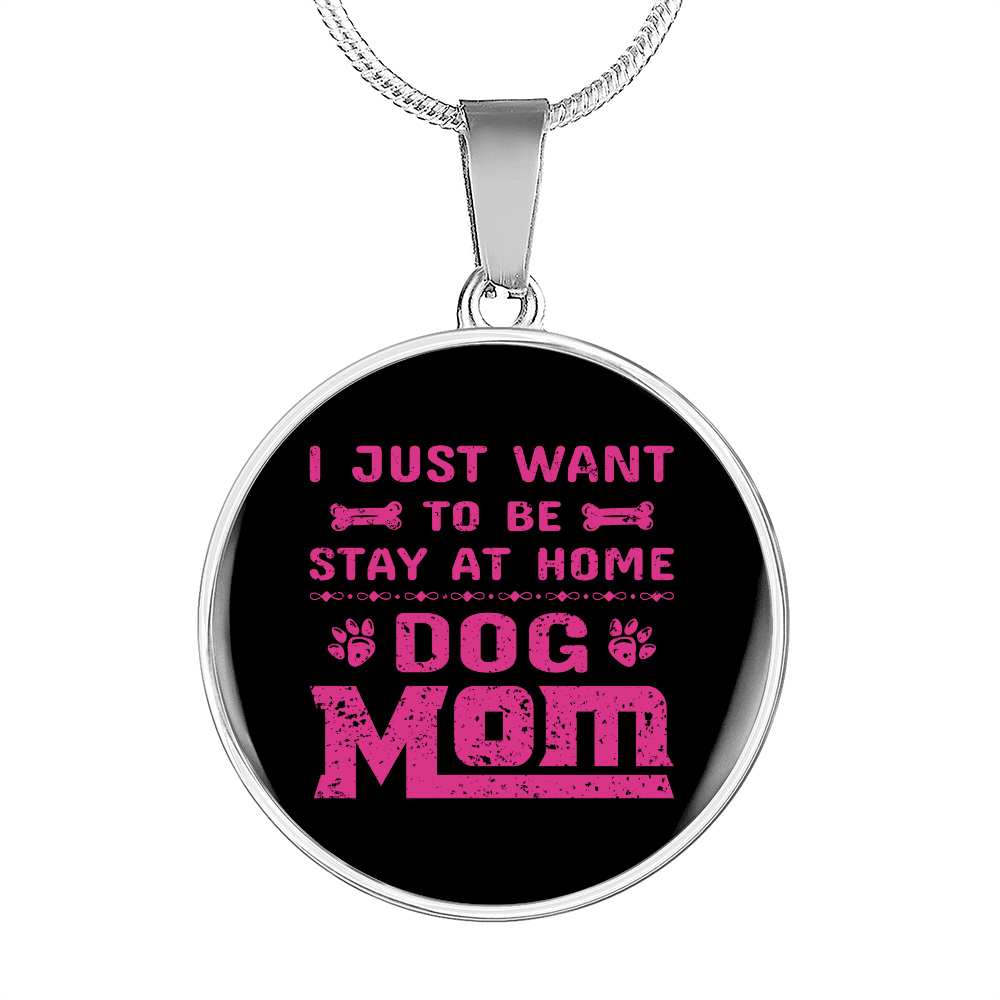 Dog Mom Pink (2) Circle Necklace Stainless Steel or 18k Gold 18-22"-Express Your Love Gifts