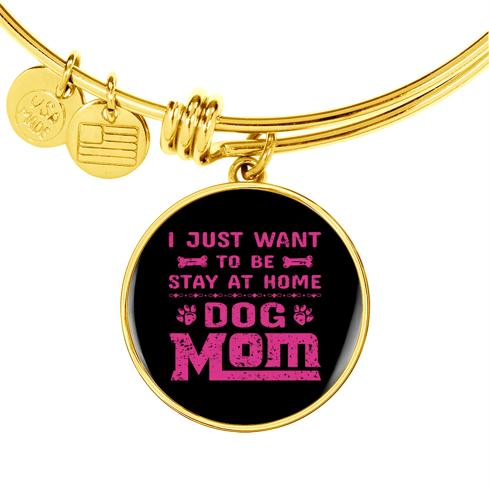 Dog Mom Pink Bracelet Stainless Steel or 18k Gold Circle Bangle-Express Your Love Gifts