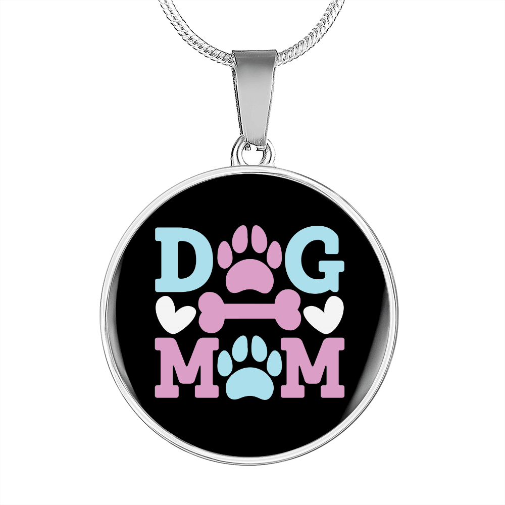 Dog Mom Pink Circle Necklace Stainless Steel or 18k Gold 18-22"-Express Your Love Gifts