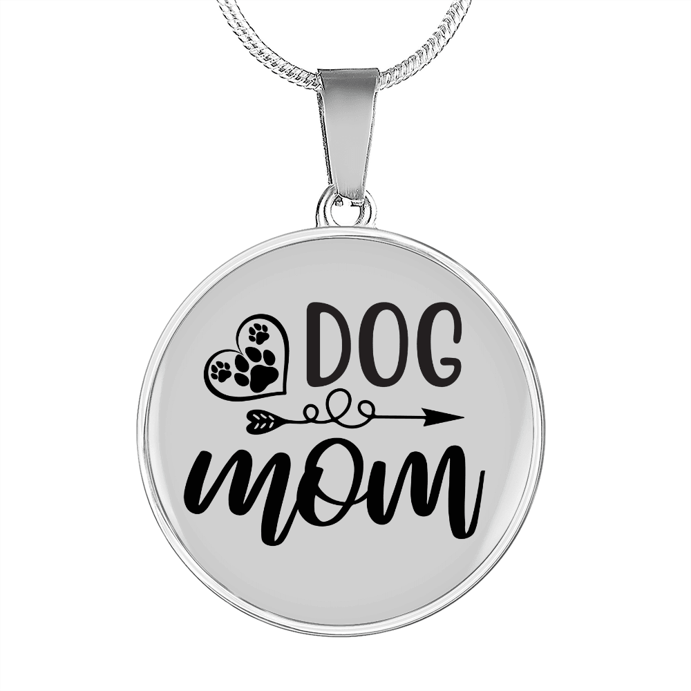 Dog Mom Plain Circle Necklace Stainless Steel or 18k Gold 18-22"-Express Your Love Gifts