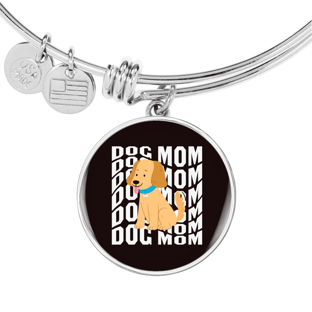 Dog Mom Puppy Bracelet Stainless Steel or 18k Gold Circle Bangle-Express Your Love Gifts