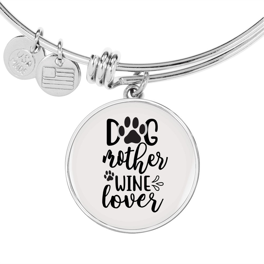 Dog Mother Wine Lover Plain Bracelet Stainless Steel or 18k Gold Circle Bangle-Express Your Love Gifts