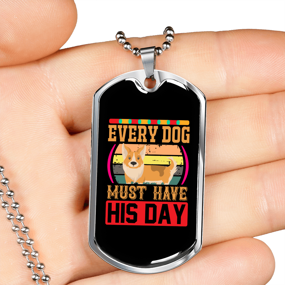 Dog's Day Necklace Stainless Steel or 18k Gold Dog Tag 24" Chain-Express Your Love Gifts