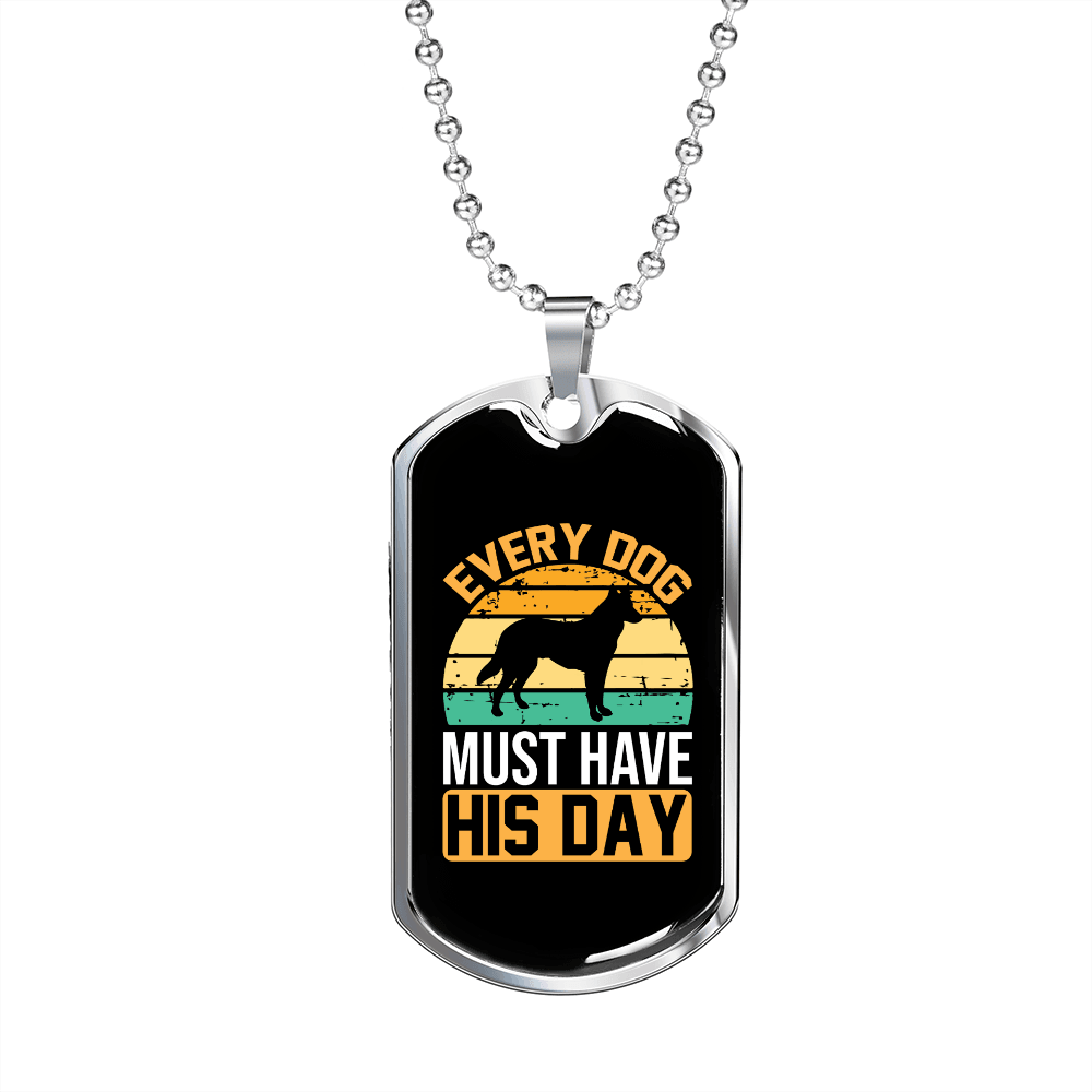 Dog's Day Yellow Necklace Stainless Steel or 18k Gold Dog Tag 24" Chain-Express Your Love Gifts