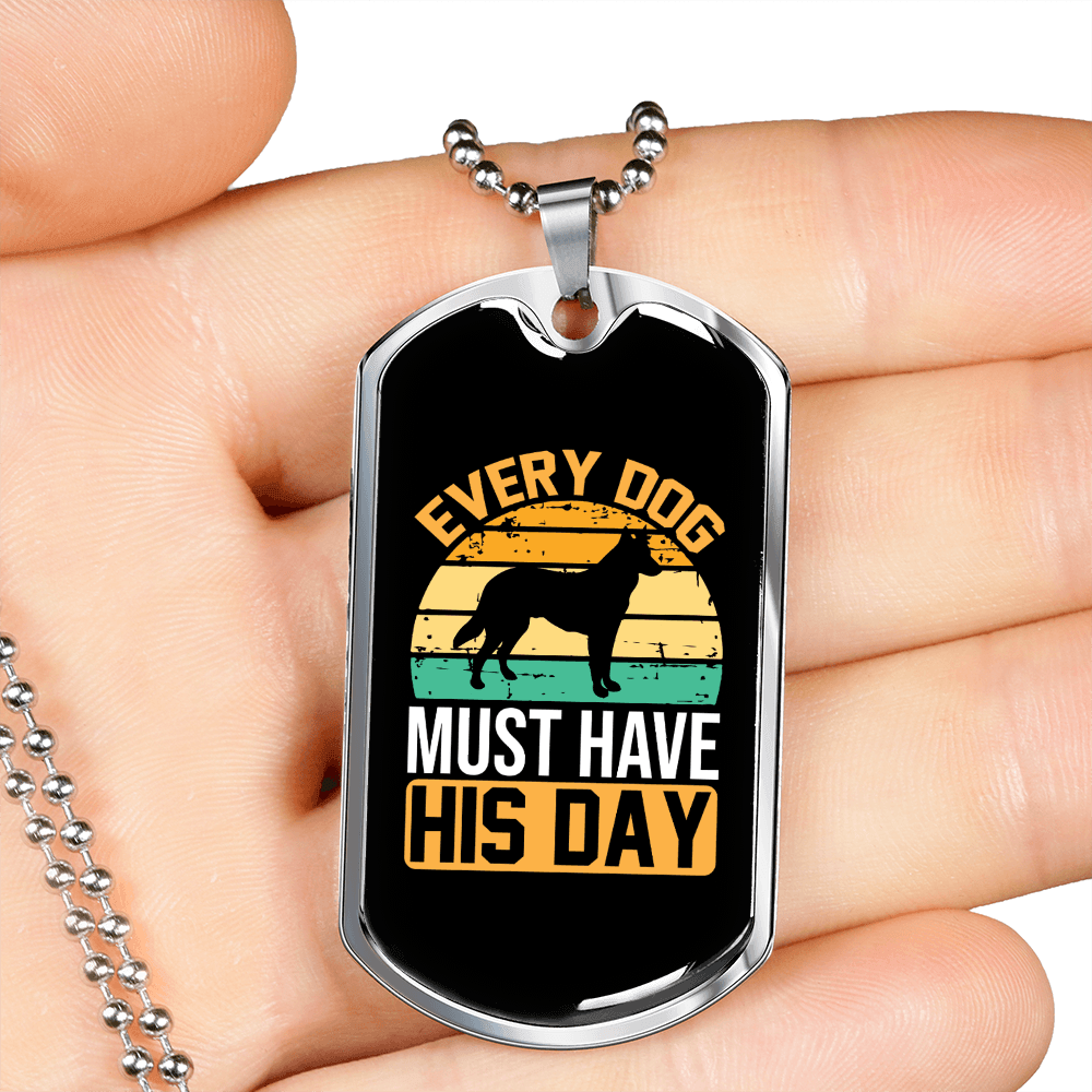 Dog's Day Yellow Necklace Stainless Steel or 18k Gold Dog Tag 24" Chain-Express Your Love Gifts