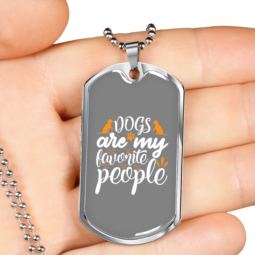 Dog's Favorite Necklace Stainless Steel or 18k Gold Dog Tag 24" Chain-Express Your Love Gifts