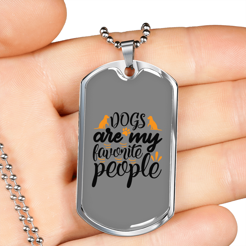 Dogs Favorite People Necklace Stainless Steel or 18k Gold Dog Tag 24" Chain-Express Your Love Gifts