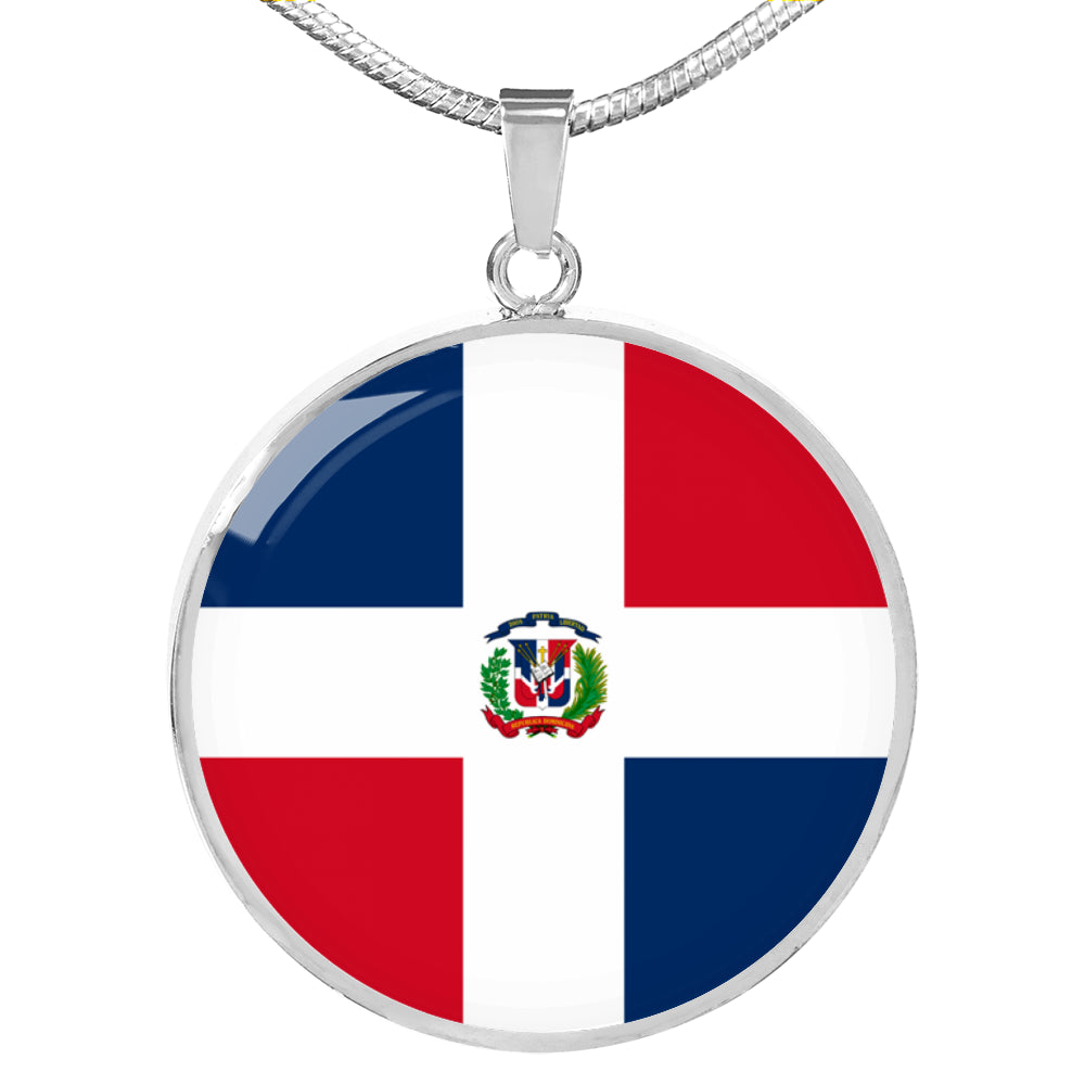 Dominican Republic Flag Necklace Dominican Republic Flag Stainless Steel or 18k Gold 18-22"-Express Your Love Gifts