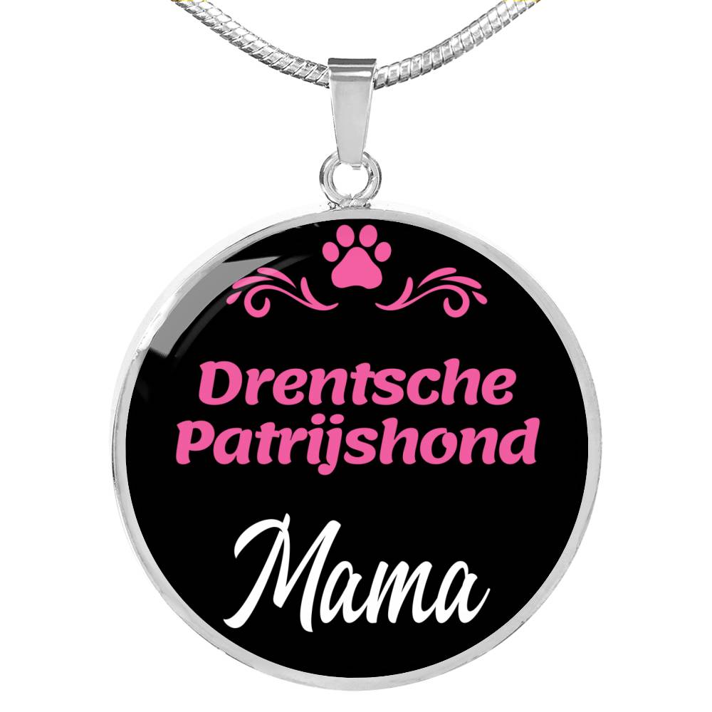 Drentsche Patrijshond Mama Necklace Circle Pendant Stainless Steel or 18k Gold 18-22" Dog Mom Pendant-Express Your Love Gifts