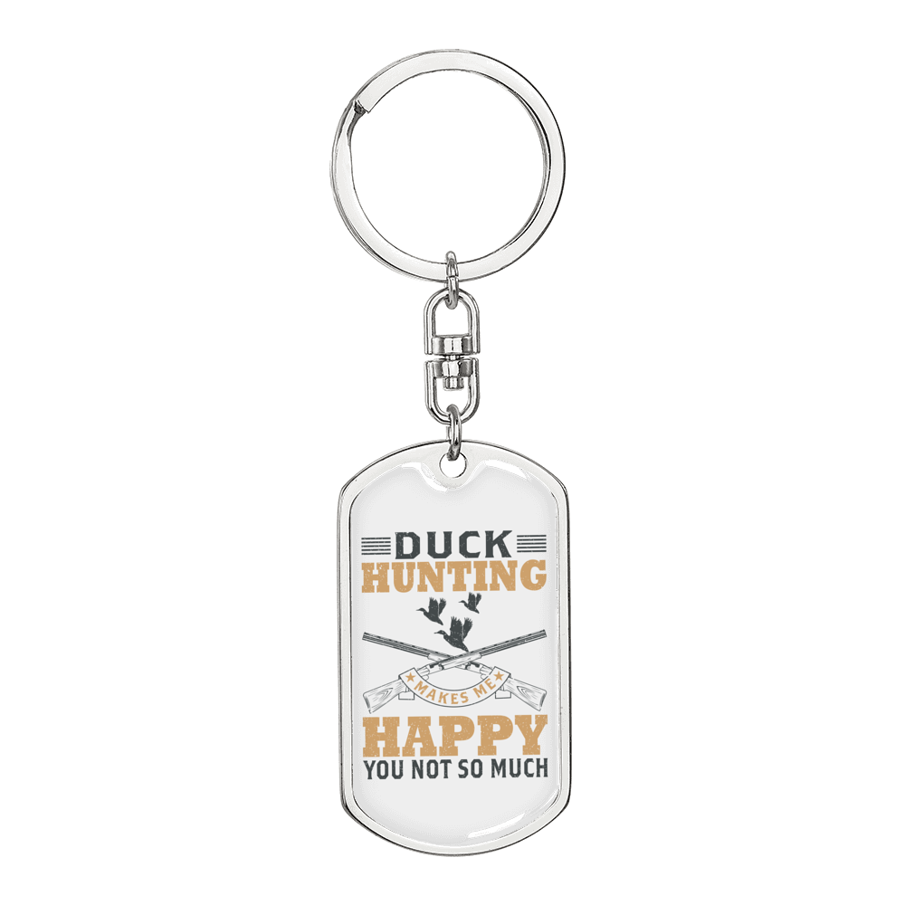 Duck Hunter'S Keychain Gift Stainless Steel or 18k Gold Dog Tag Keyring-Express Your Love Gifts