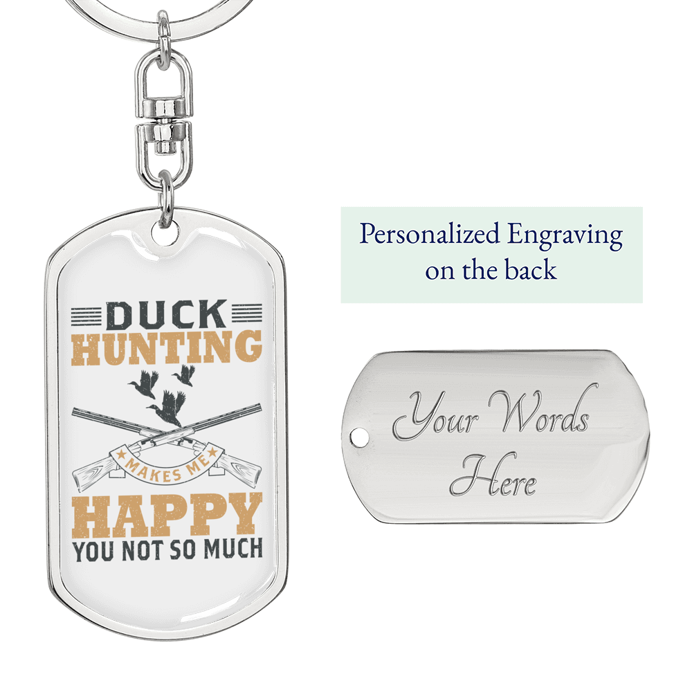 Duck Hunter'S Keychain Gift Stainless Steel or 18k Gold Dog Tag Keyring-Express Your Love Gifts