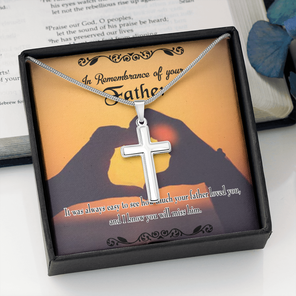 Easy to See Dad Memorial Gift Dad Memorial Cross Necklace Sympathy Gift Loss of Father Condolence Message Card-Express Your Love Gifts