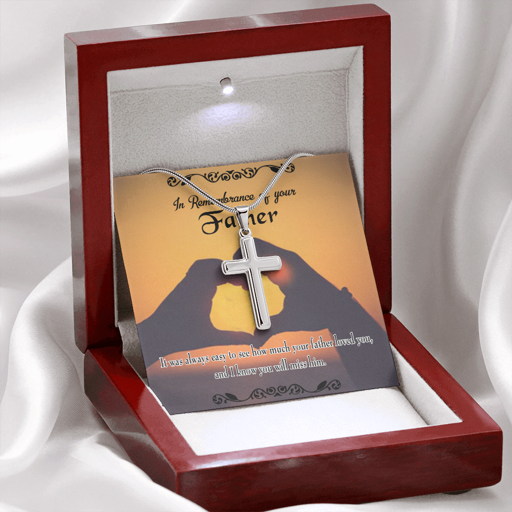 Easy to See Dad Memorial Gift Dad Memorial Cross Necklace Sympathy Gift Loss of Father Condolence Message Card-Express Your Love Gifts