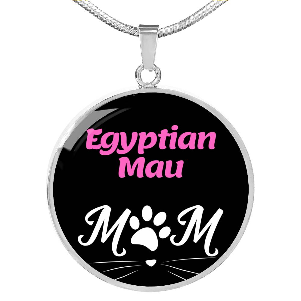 Egyptian Mau Cat Mom Necklace Circle Pendant Stainless Steel or 18k Gold 18-22"-Express Your Love Gifts