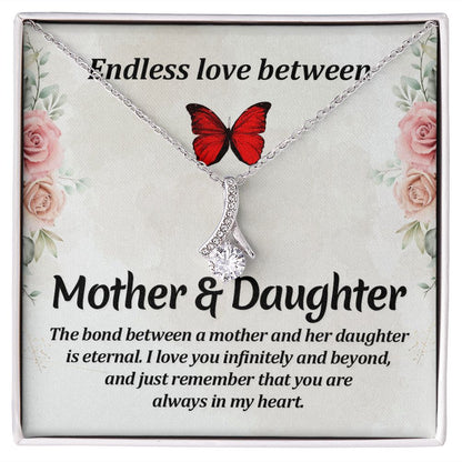 Endless Love Between Mother and Daughter Alluring Ribbon Necklace Message Card-Express Your Love Gifts