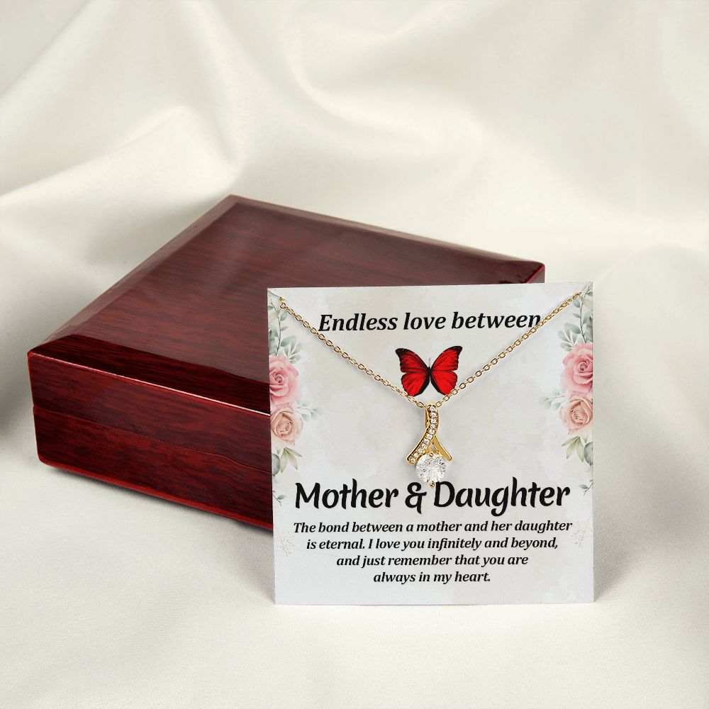 Endless Love Between Mother and Daughter Alluring Ribbon Necklace Message Card-Express Your Love Gifts