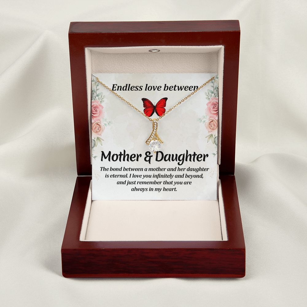 Endless Love Between Mother and Daughter Alluring Ribbon Necklace Message Card-Express Your Love Gifts