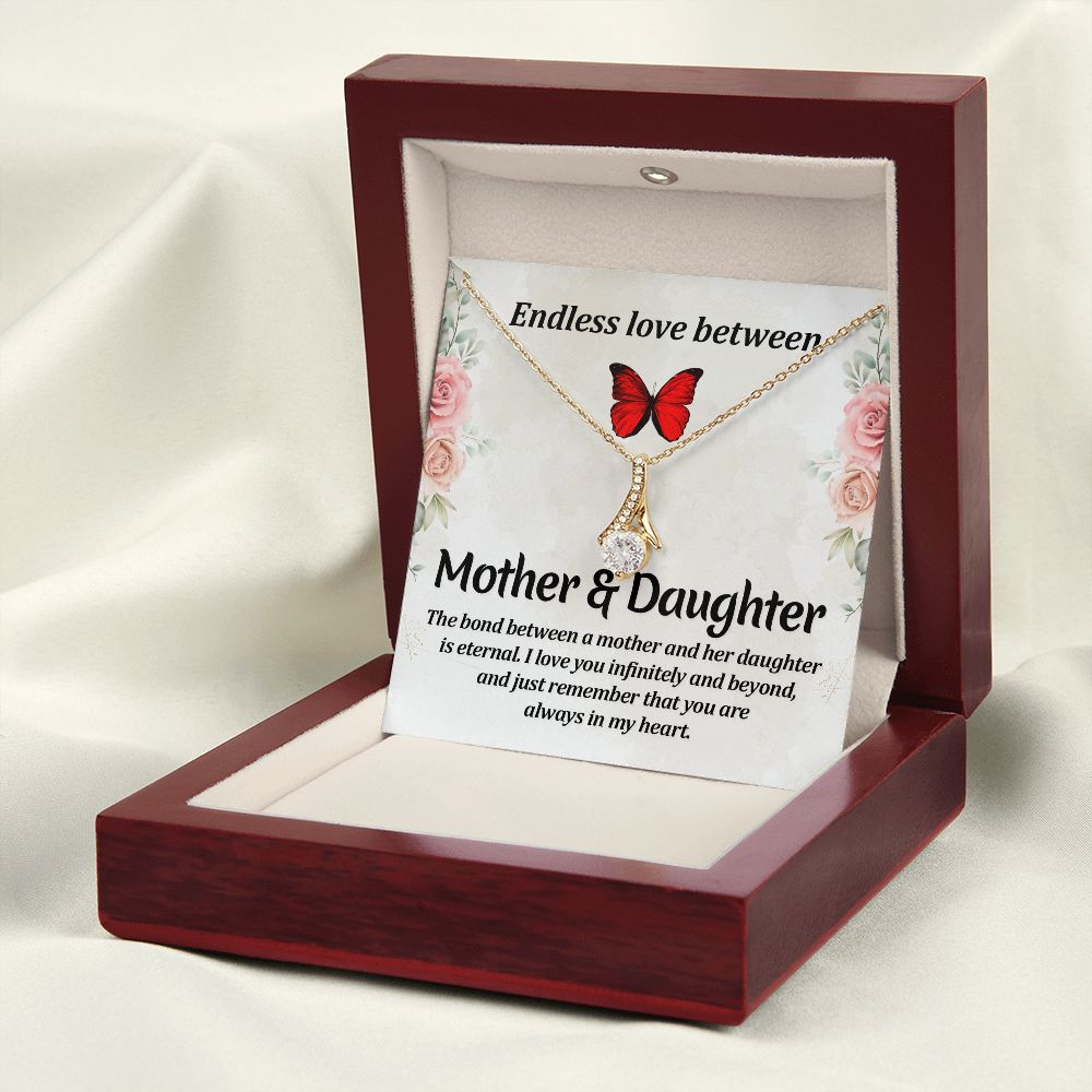 Endless Love Between Mother and Daughter Alluring Ribbon Necklace Message Card-Express Your Love Gifts