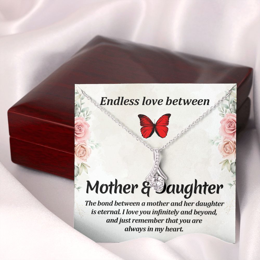 Endless Love Between Mother and Daughter Alluring Ribbon Necklace Message Card-Express Your Love Gifts