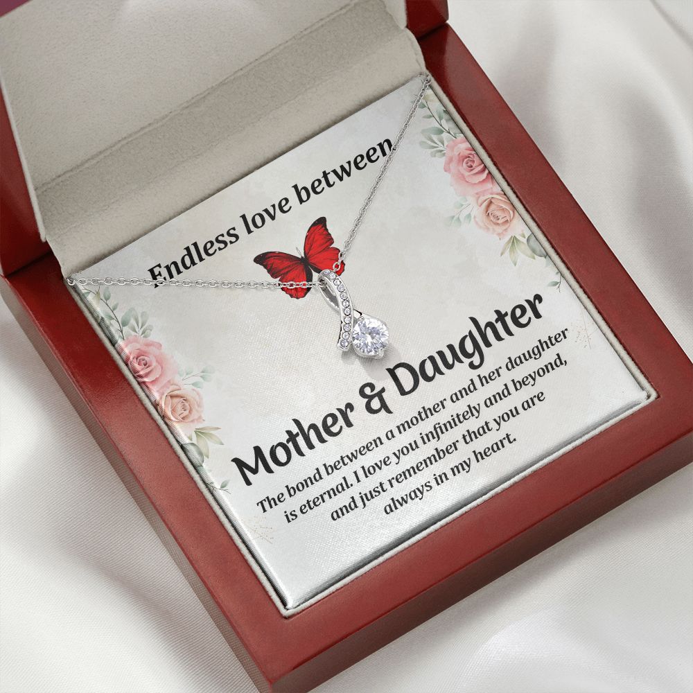 Endless Love Between Mother and Daughter Alluring Ribbon Necklace Message Card-Express Your Love Gifts