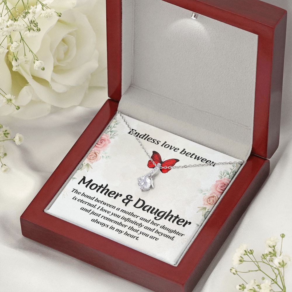 Endless Love Between Mother and Daughter Alluring Ribbon Necklace Message Card-Express Your Love Gifts