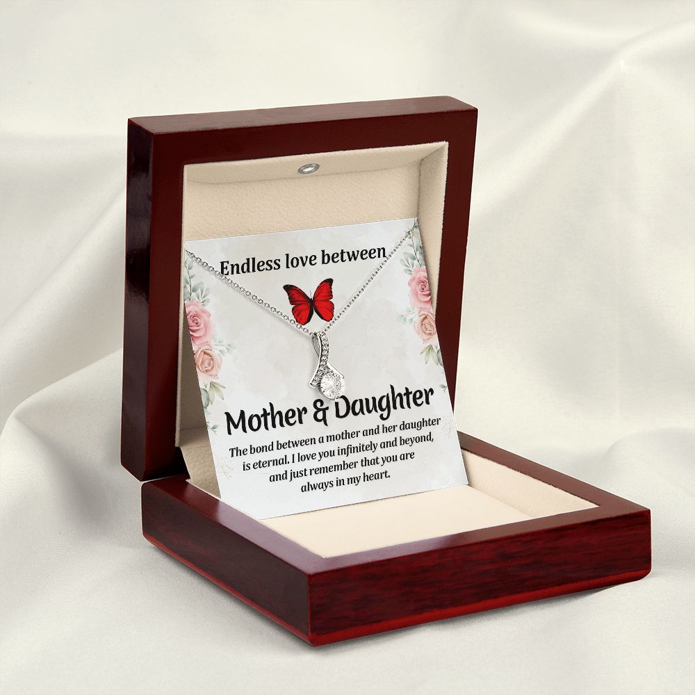 Endless Love Between Mother and Daughter Alluring Ribbon Necklace Message Card-Express Your Love Gifts