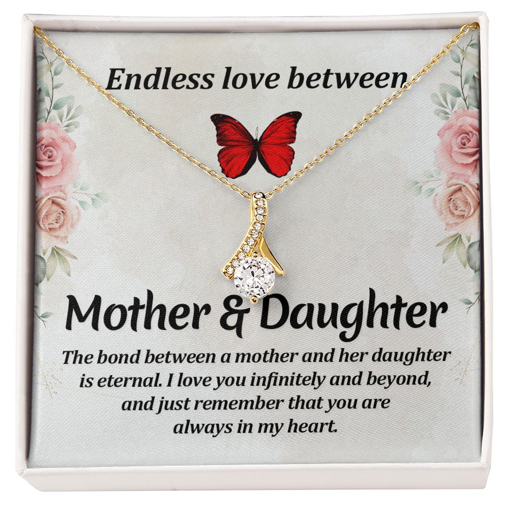 Endless Love Between Mother and Daughter Alluring Ribbon Necklace Message Card-Express Your Love Gifts