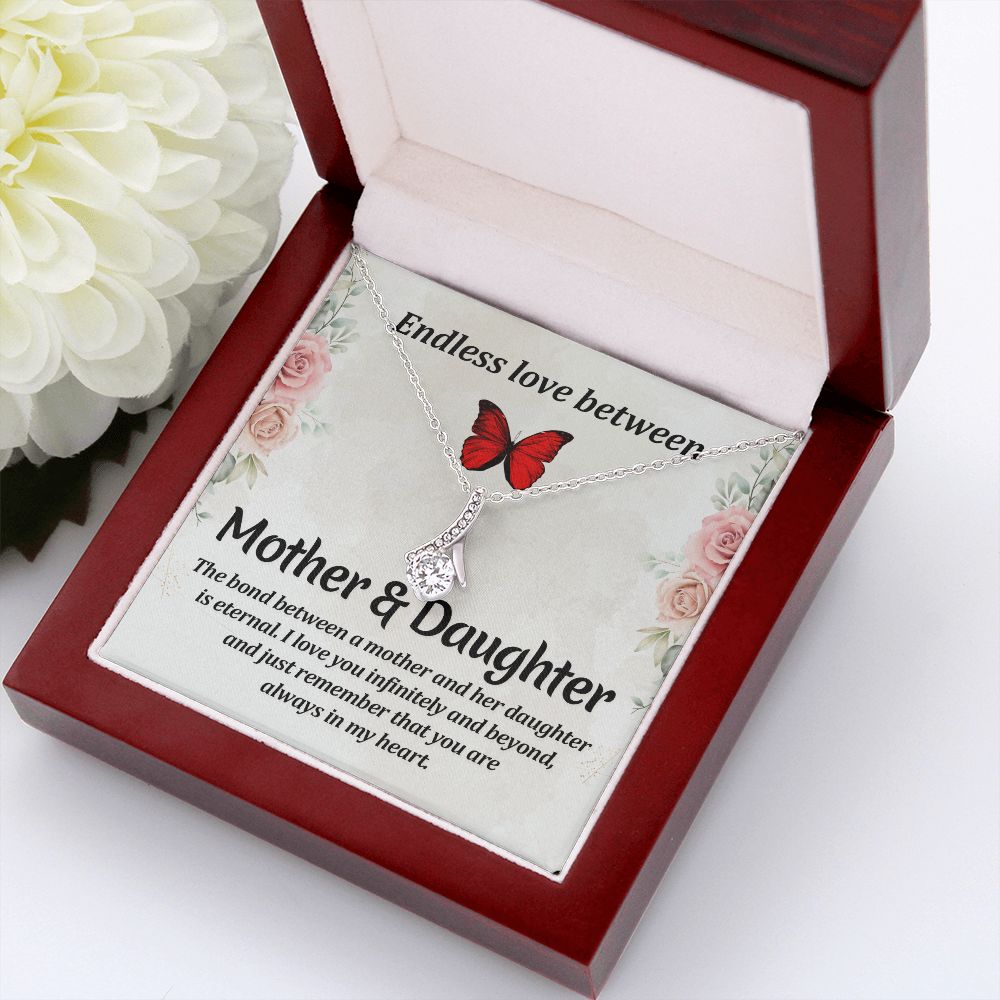 Endless Love Between Mother and Daughter Alluring Ribbon Necklace Message Card-Express Your Love Gifts