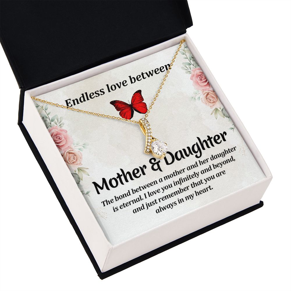 Endless Love Between Mother and Daughter Alluring Ribbon Necklace Message Card-Express Your Love Gifts