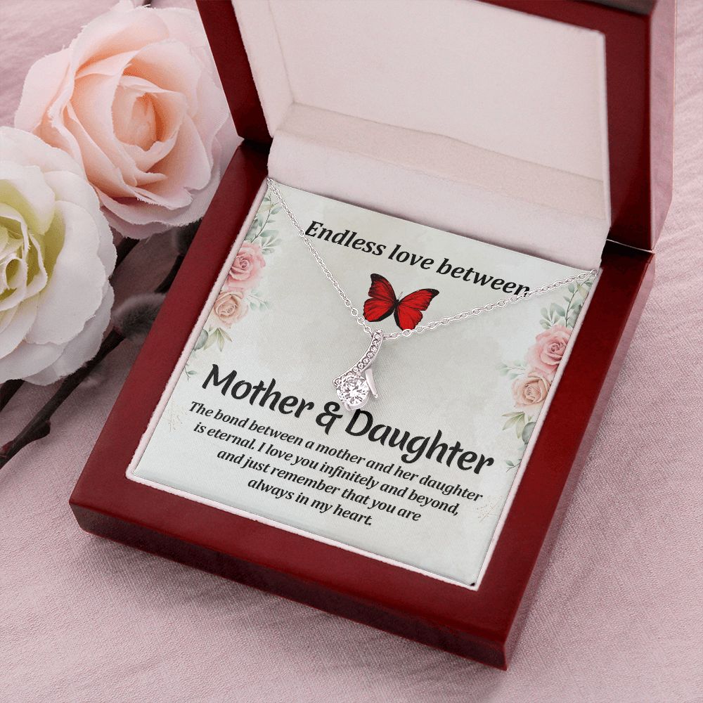 Endless Love Between Mother and Daughter Alluring Ribbon Necklace Message Card-Express Your Love Gifts