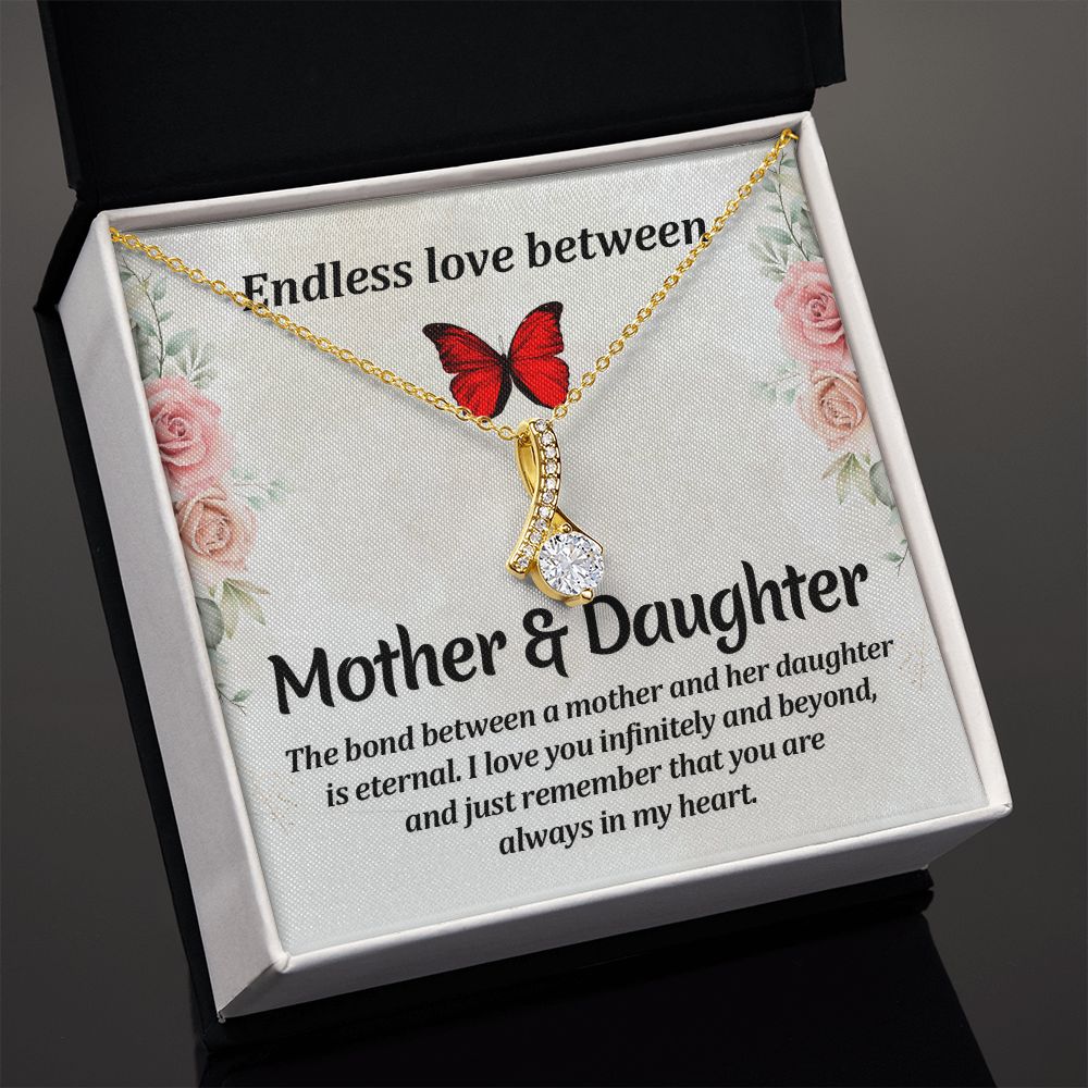 Endless Love Between Mother and Daughter Alluring Ribbon Necklace Message Card-Express Your Love Gifts