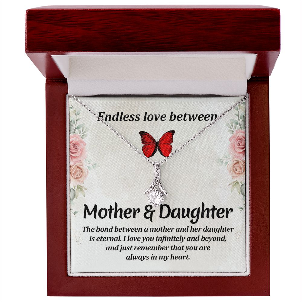 Endless Love Between Mother and Daughter Alluring Ribbon Necklace Message Card-Express Your Love Gifts