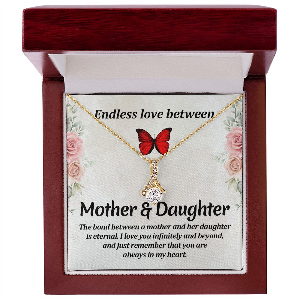 Endless Love Between Mother and Daughter Alluring Ribbon Necklace Message Card-Express Your Love Gifts