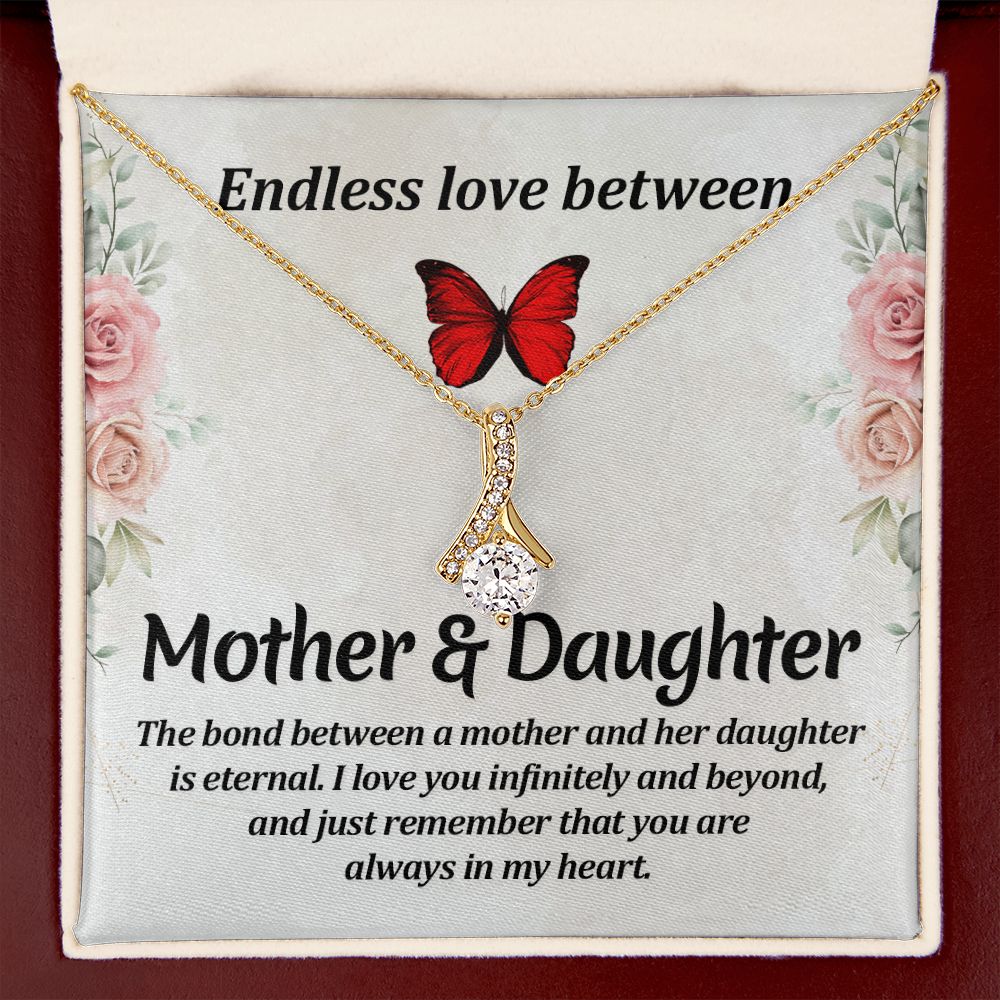 Endless Love Between Mother and Daughter Alluring Ribbon Necklace Message Card-Express Your Love Gifts