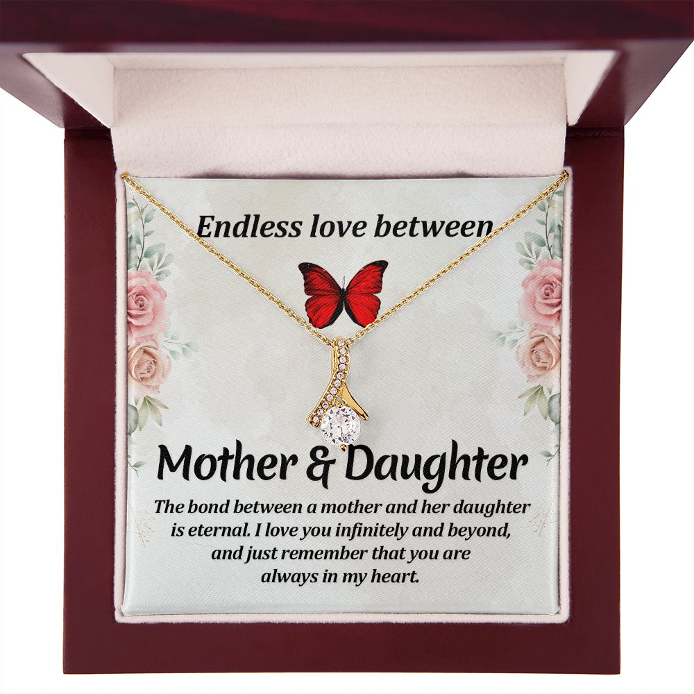 Endless Love Between Mother and Daughter Alluring Ribbon Necklace Message Card-Express Your Love Gifts