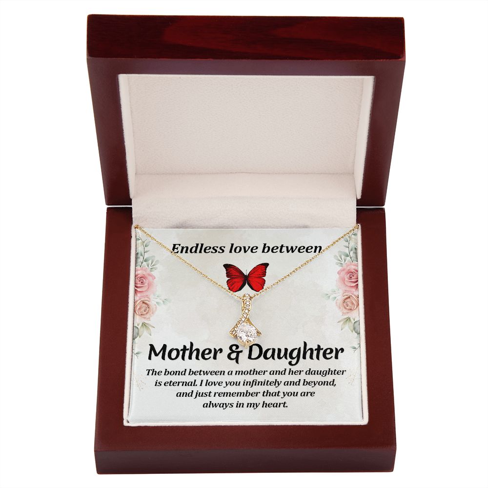 Endless Love Between Mother and Daughter Alluring Ribbon Necklace Message Card-Express Your Love Gifts