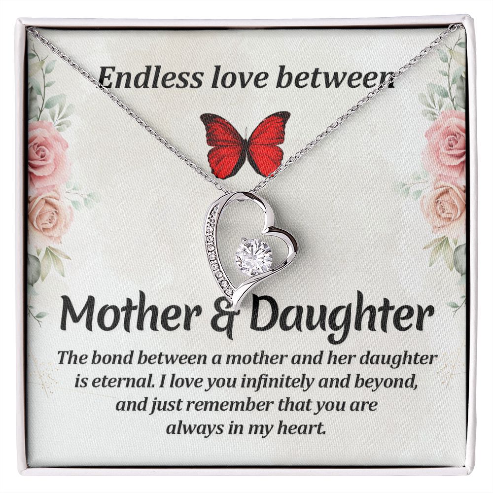 Endless Love Between Mother and Daughter Forever Necklace w Message Card-Express Your Love Gifts