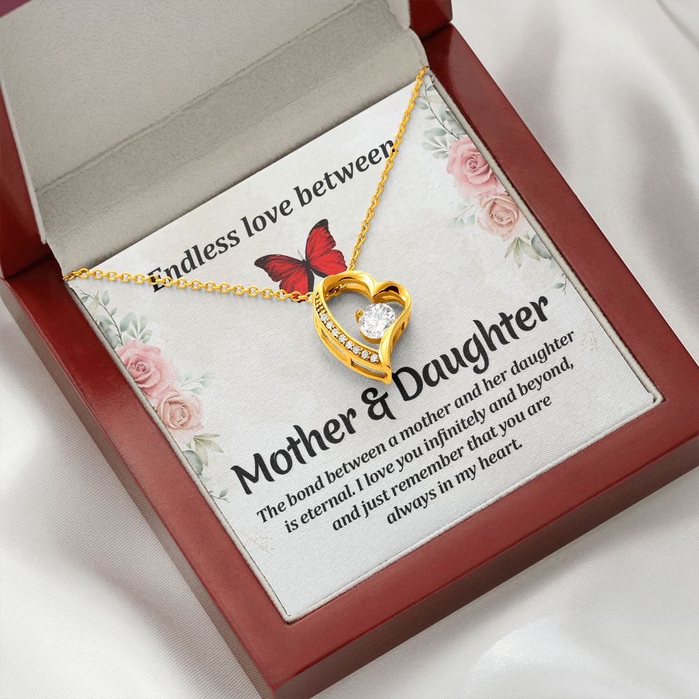 Endless Love Between Mother and Daughter Forever Necklace w Message Card-Express Your Love Gifts