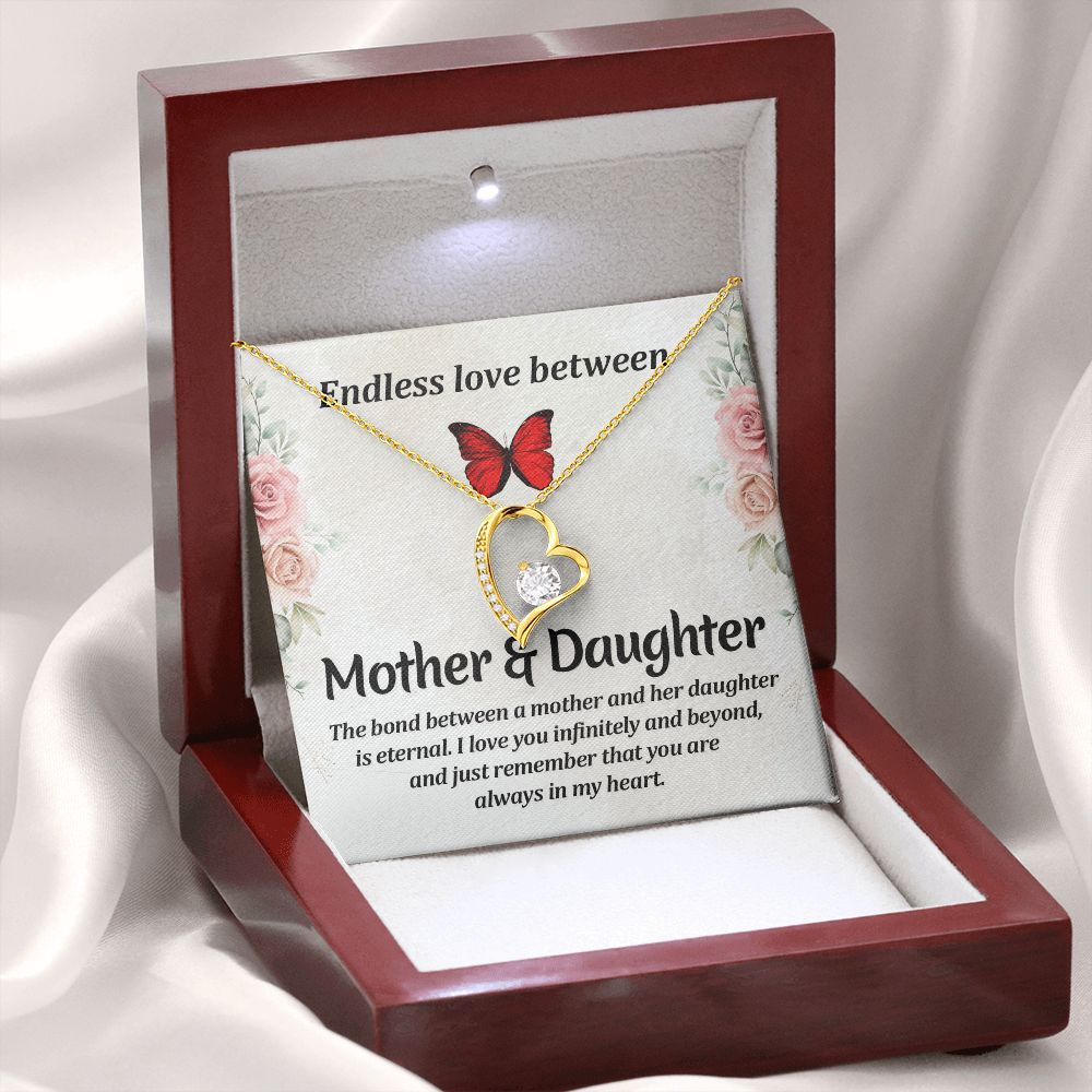 Endless Love Between Mother and Daughter Forever Necklace w Message Card-Express Your Love Gifts