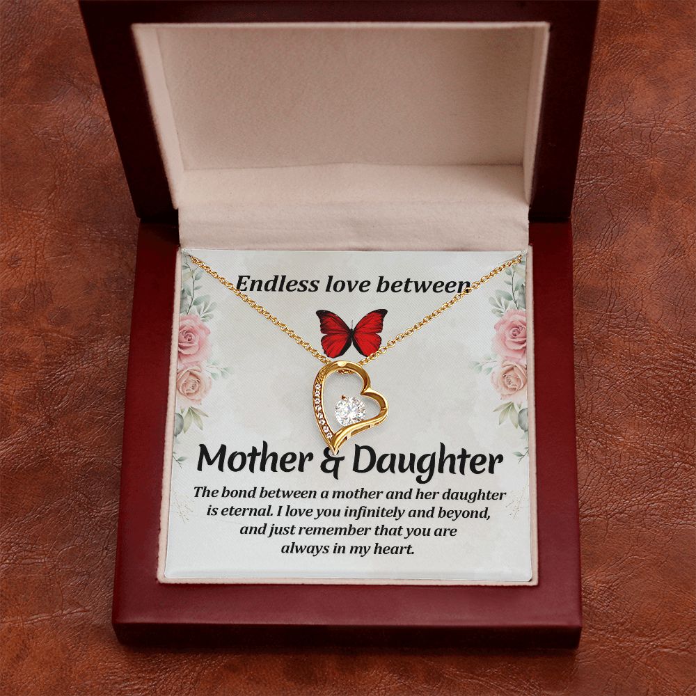 Endless Love Between Mother and Daughter Forever Necklace w Message Card-Express Your Love Gifts