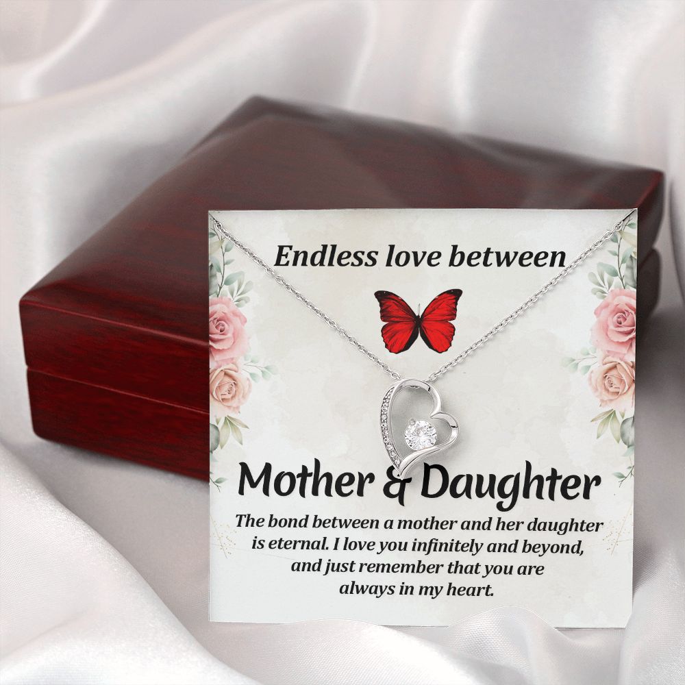 Endless Love Between Mother and Daughter Forever Necklace w Message Card-Express Your Love Gifts