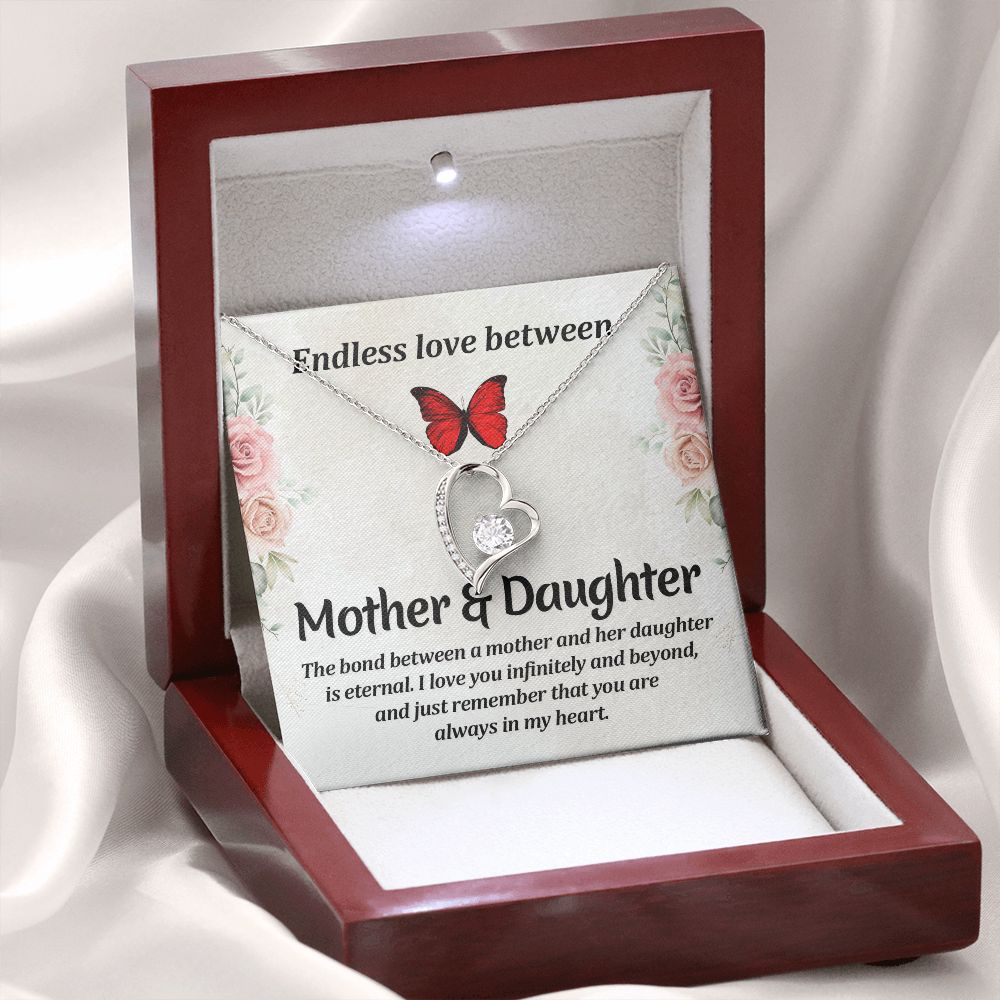 Endless Love Between Mother and Daughter Forever Necklace w Message Card-Express Your Love Gifts